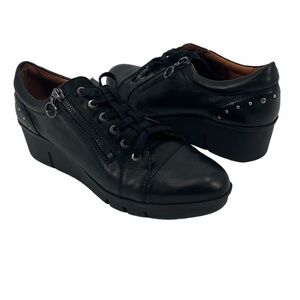 Pikolinos Black Embellished Balerma Platform Wedge Shoes Size 42 Women's